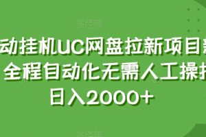 全自动挂机UC网盘拉新项目新玩法，全程自动化无需人工操控，日入2000+【揭秘】