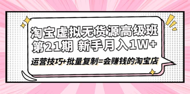 淘宝虚拟无货源高级班【第21期】运营技巧+批量复制=会赚钱的淘宝店