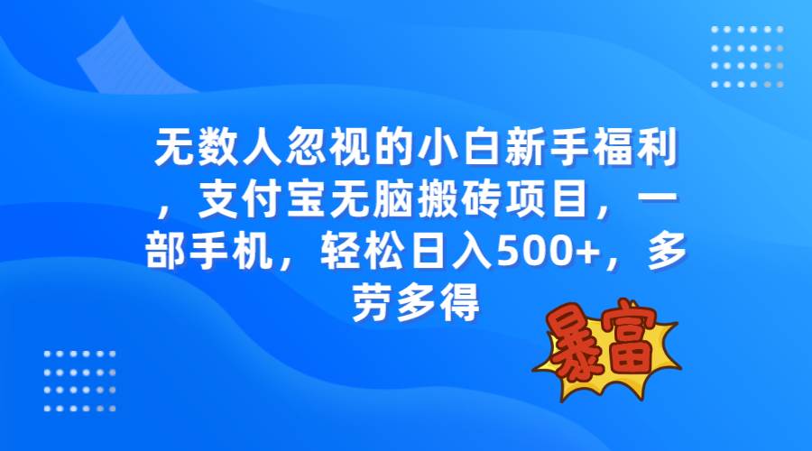 （7830期）无数人忽视的项目，支付宝无脑搬砖项目，一部手机即可操作，轻松日入500+