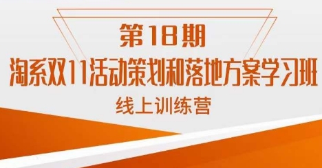 淘系双11活动策划和落地方案学习班线上训练营