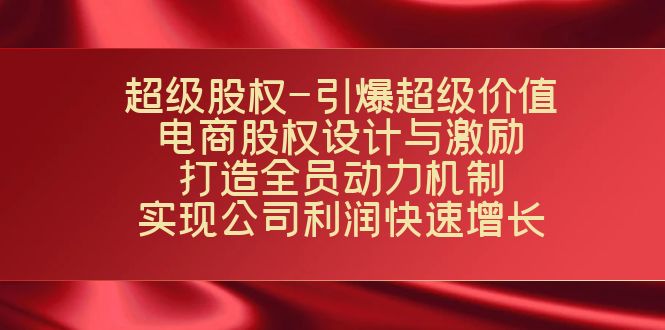 超级股权-引爆超级价值：电商股权设计与激励：打造全员动力机制 实现快速增长