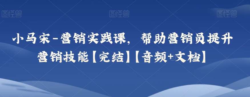 小马宋-营销实践课，帮助营销员提升营销技能【完结】【音频+文档】