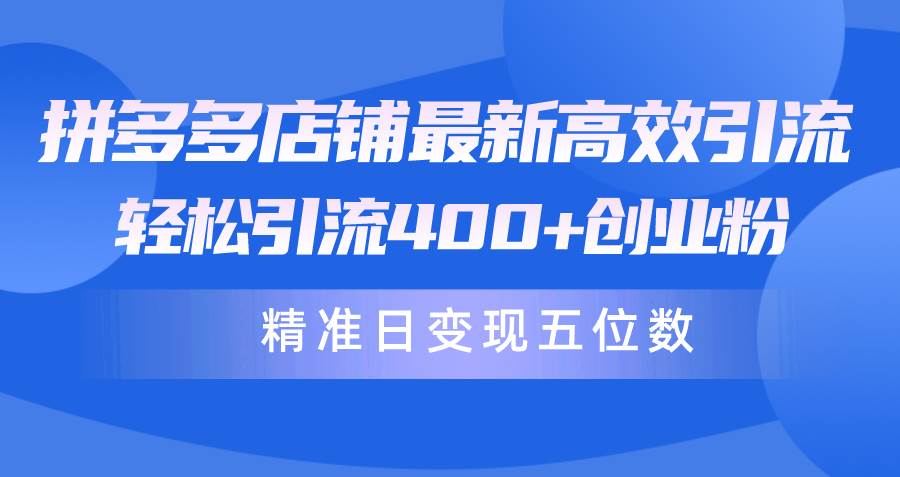 （10041期）拼多多店铺最新高效引流术，轻松引流400+创业粉，精准日变现五位数！