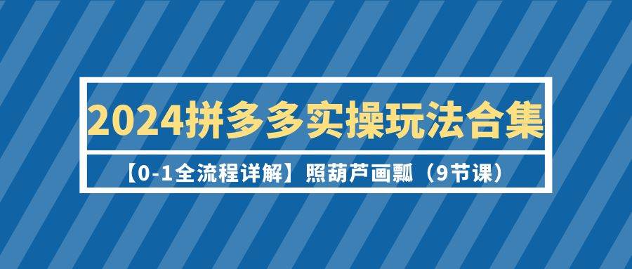 （9559期）2024拼多多实操玩法合集【0-1全流程详解】照葫芦画瓢（9节课）