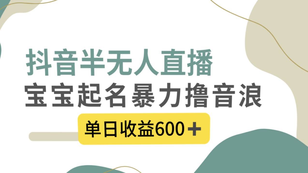 （8192期）抖音半无人直播，宝宝起名，暴力撸音浪，单日收益600+