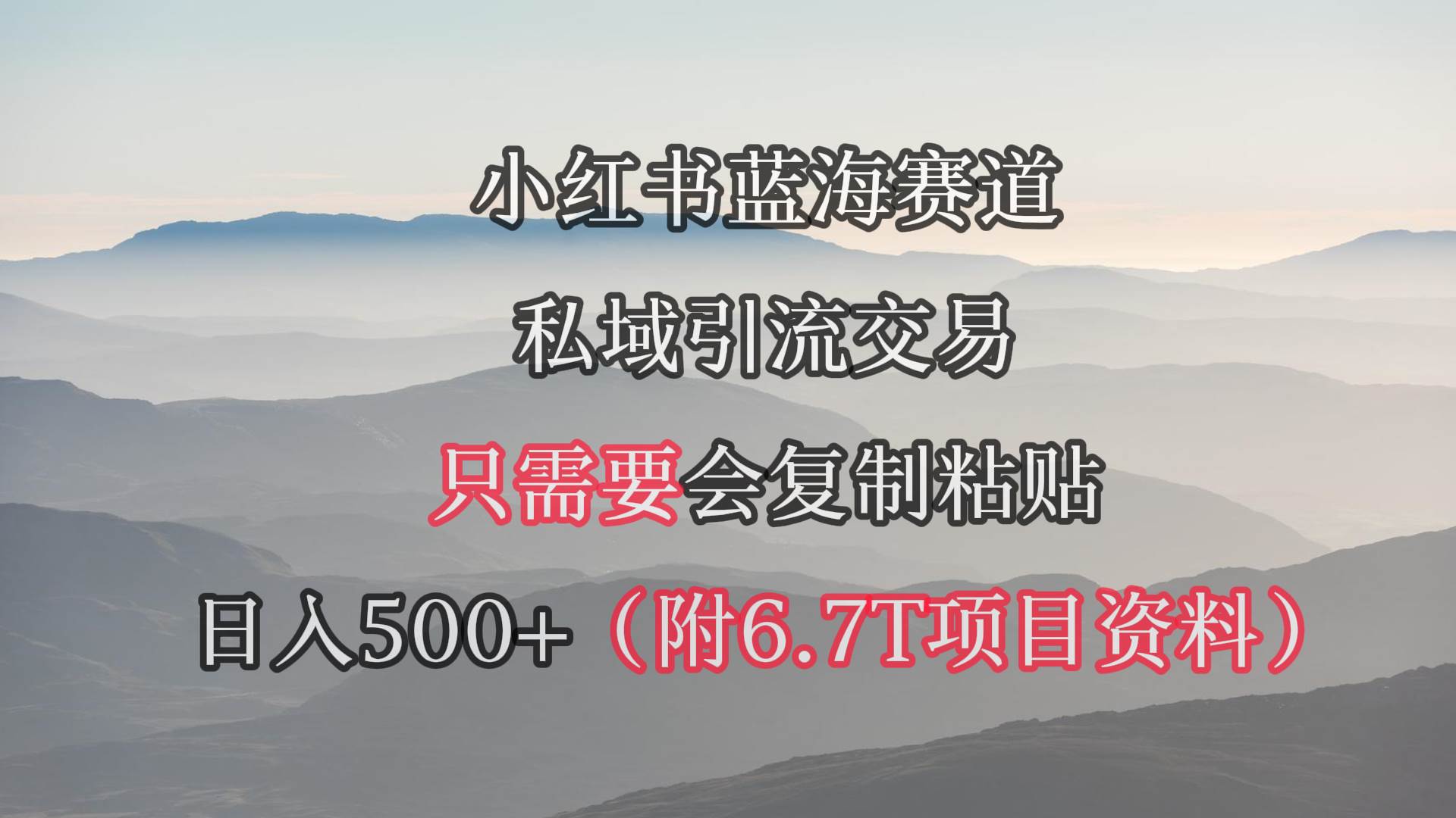 （9487期）小红书短剧赛道，私域引流交易，会复制粘贴，日入500+（附6.7T短剧资源）