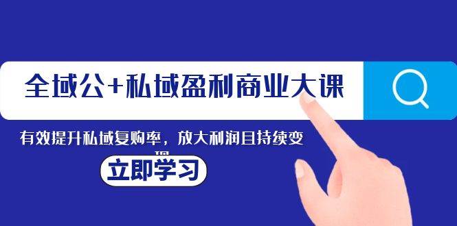 （8045期）全域公+私域盈利商业大课，有效提升私域复购率，放大利润且持续变现