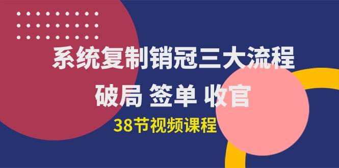 （10171期）系统复制 销冠三大流程，破局 签单 收官（38节视频课）