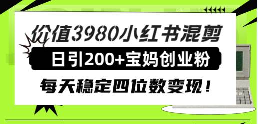 （7893期）价值3980小红书混剪日引200+宝妈创业粉，每天稳定四位数变现！