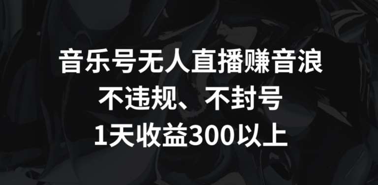 音乐号无人直播赚音浪，不违规、不封号，1天收益300+【揭秘】