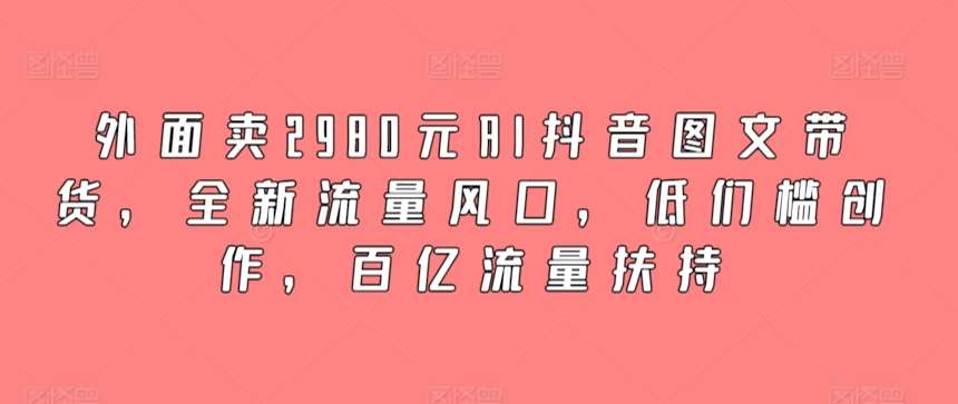 外面卖2980元AI抖音图文带货，全新流量风口，低们槛创作，百亿流量扶持