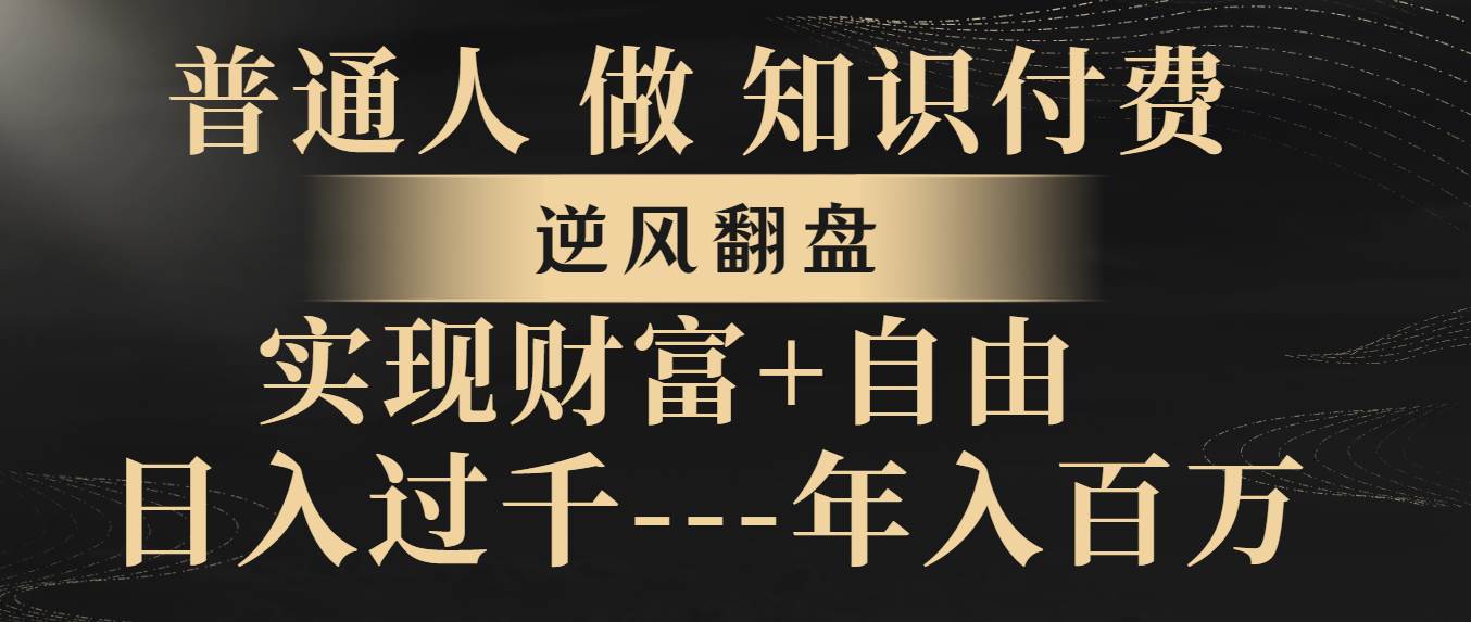 （8333期）普通人做知识付费，逆风翻盘，实现财富自由，日入过千，年入百万插图1