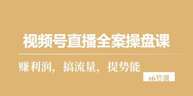 （10207期）视频号直播全案操盘课，赚利润，搞流量，提势能（16节课）