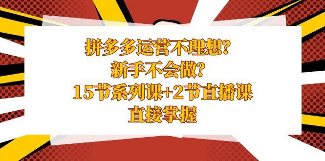 （8479期）拼多多运营不理想？新手不会做？15节系列课+2节直播课，直接掌握