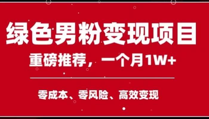 手机操作，月入1W以上副业领袖绿色男粉高客单价项目