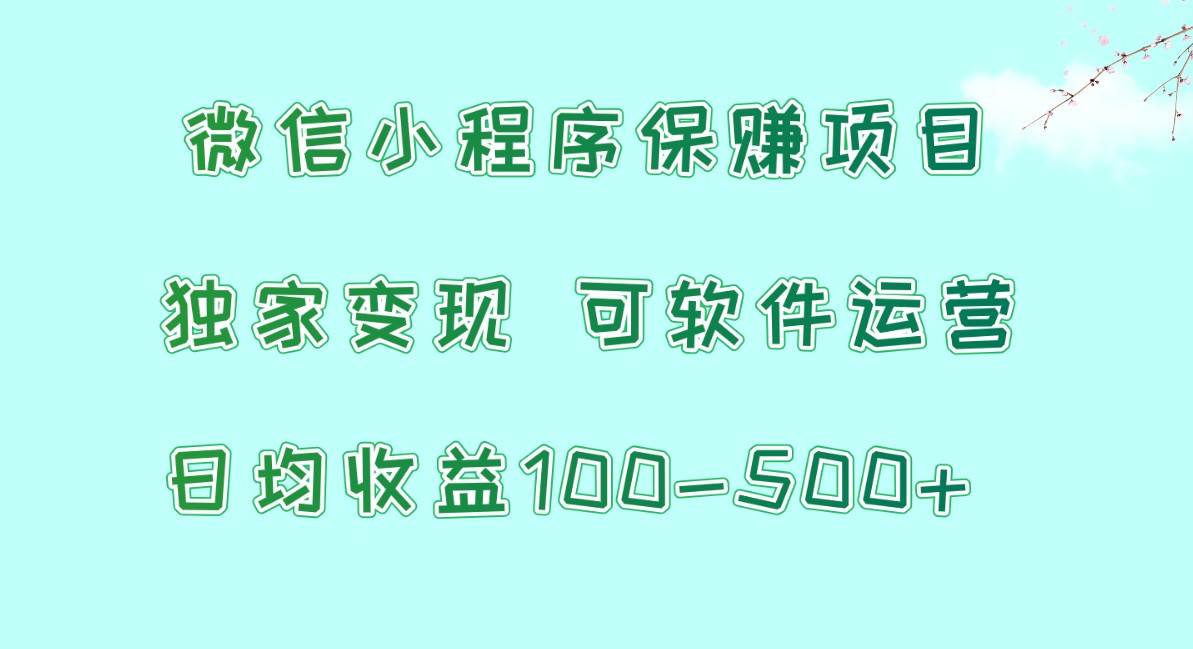 微信小程序保赚项目，日均收益100~500+，独家变现，可软件运营