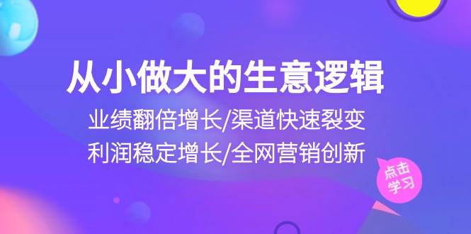 （10438期）从小做大生意逻辑：业绩翻倍增长/渠道快速裂变/利润稳定增长/全网营销创新