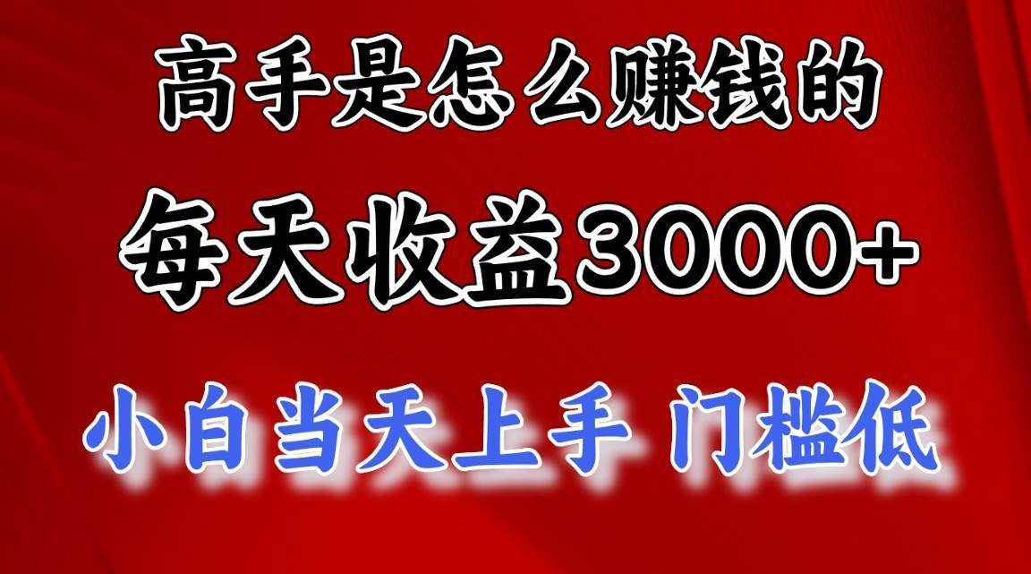 高手是怎么一天赚3000+的，小白当天上手，翻身项目，非常稳定。