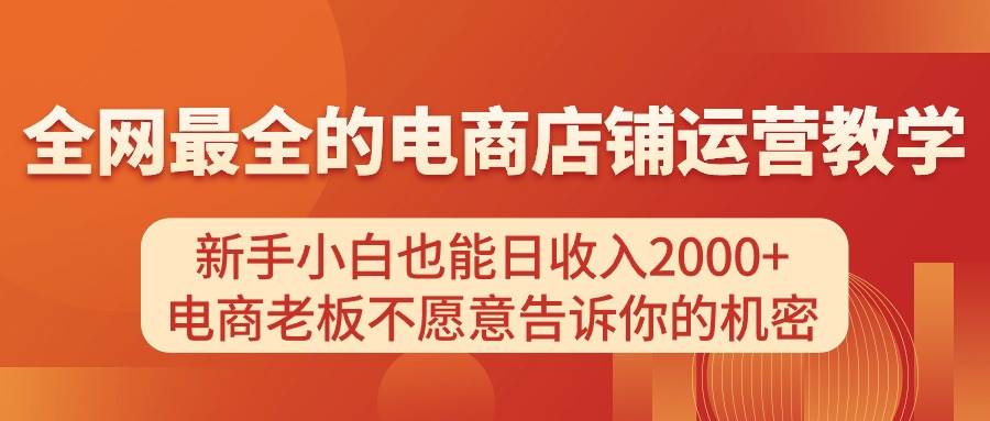 （11266期）电商店铺运营教学，新手小白也能日收入2000+，电商老板不愿意告诉你的机密