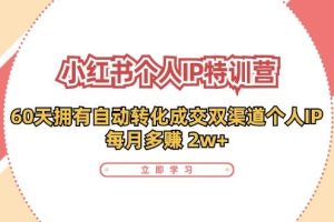 小红书个人IP陪跑营：两个月打造自动转化成交的多渠道个人IP，每月收入2w+（30节）