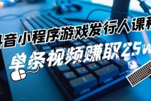 （11766期）抖音小程序-游戏发行人课程：带你玩转游戏任务变现，单条视频赚取25w