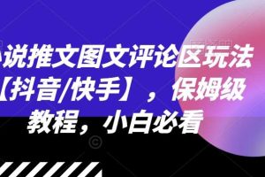 小说推文图文评论区玩法【抖音/快手】，保姆级教程，小白必看