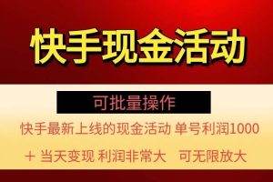 （11819期）快手新活动项目！单账号利润1000+ 非常简单【可批量】（项目介绍＋项目…