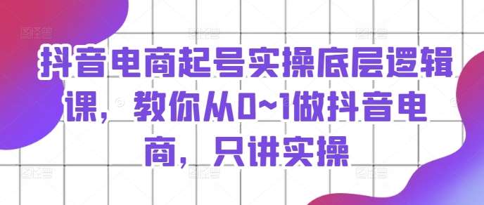 抖音电商起号实操底层逻辑课，教你从0~1做抖音电商，只讲实操插图