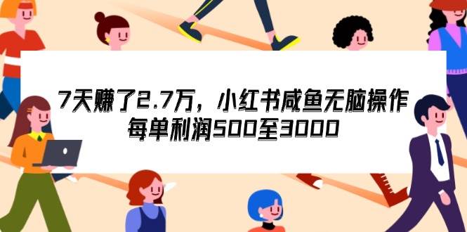 （12192期）7天收了2.7万，小红书咸鱼无脑操作，每单利润500至3000