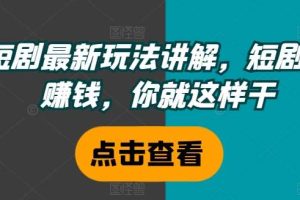 短剧最新玩法讲解，短剧想赚钱，你就这样干