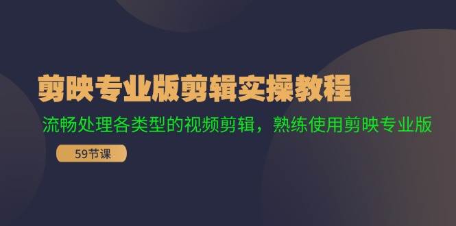 （11969期）剪映专业版剪辑实操教程：流畅处理各类型的视频剪辑，熟练使用剪映专业版插图