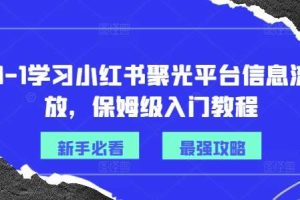 从0-1学习小红书聚光平台信息流投放，保姆级入门教程