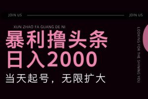 （11929期）暴力撸头条，单号日入2000+，可无限扩大