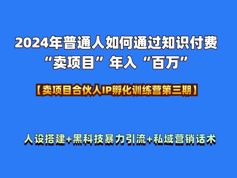 2024年普通人如何通过知识付费“卖项目”年入“百万”人设搭建-黑科技暴力引流-全流程插图