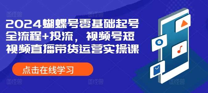 2024蝴蝶号零基础起号全流程+投流，视频号短视频直播带货运营实操课