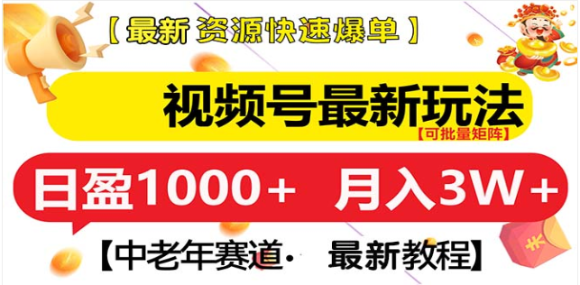 视频号独家玩法，老年养生赛道，无脑搬运爆款视频，日入1000+