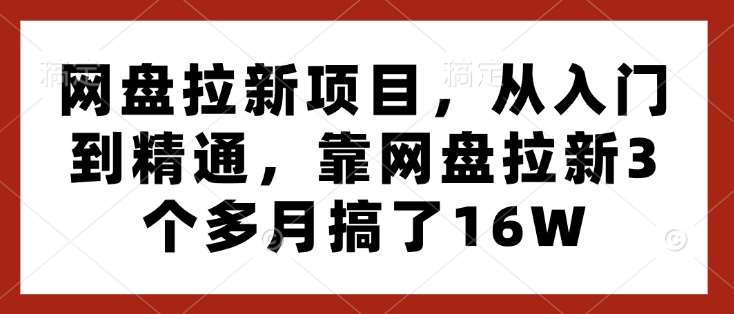 网盘拉新项目，从入门到精通，靠网盘拉新3个多月搞了16W